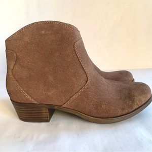 LUCKY BRAND LK-MELIA METALLIC SHIMMER BROWN LEATHER DISTRESSED BOOTIES  Sz7.5W